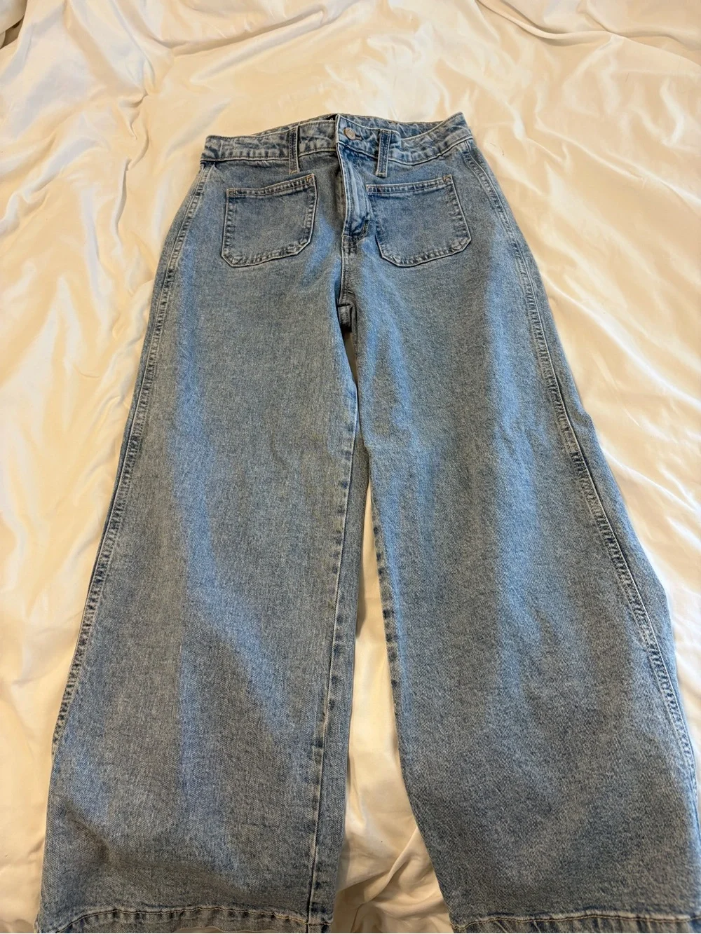 Wide Leg High-Rise girls Jeans in Light Blue Denim